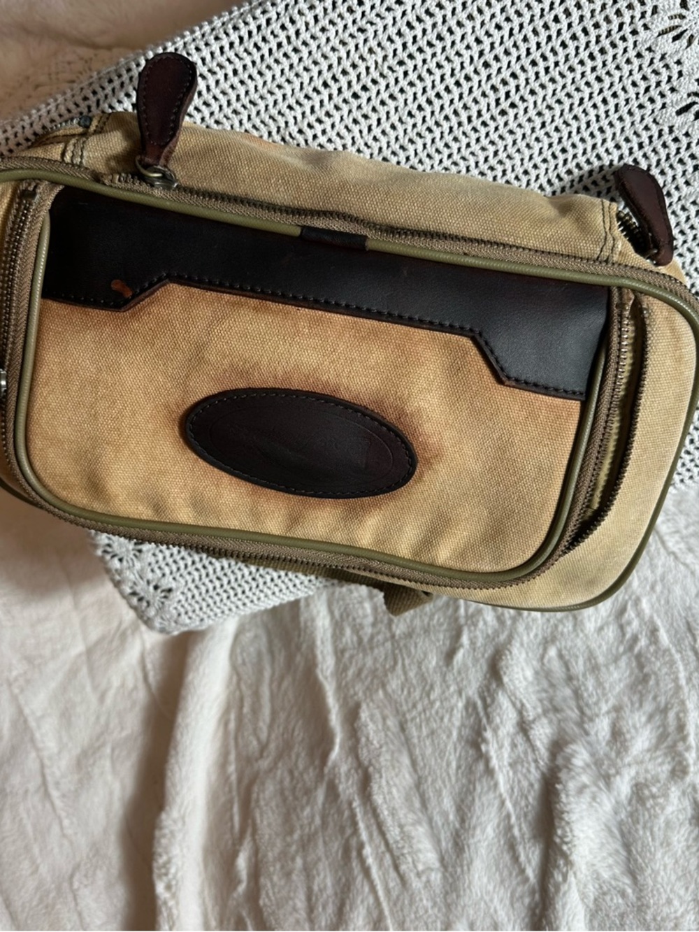 Bob Timberlake vintage Canvas Waist Bag with Brown Leather Trim - Men